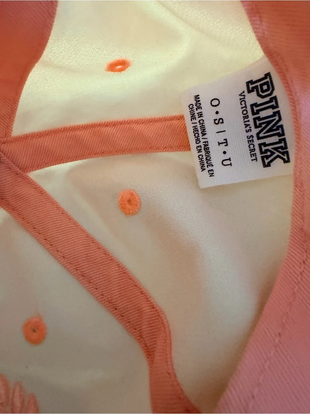 PINK Victoria's Secret Peach Baseball Cap with Coral Logo